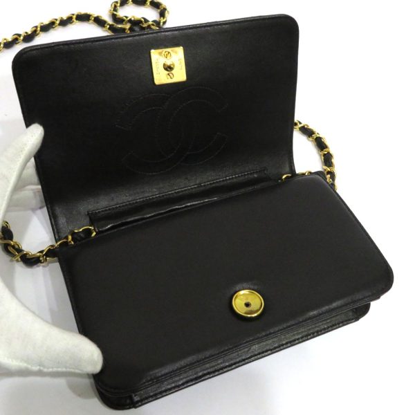 justbag09 Chanel Lambskin Single Chain Shoulder Pouch AB Rank Matelasse Black