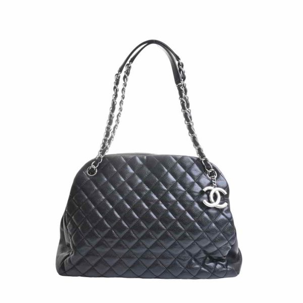 justbag1 Chanel Caviar Skin Matelasse Here Mark Chain Shoulder Bag Black