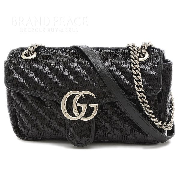 justbag1 Gucci GG Marmont Small Sequin Shoulder Bag Black