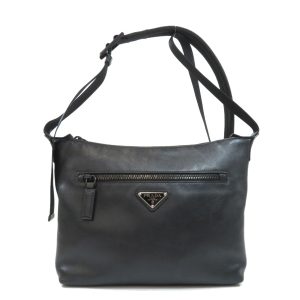 justbag11 Prada Long Shoulder Shoulder Bag Leather Black