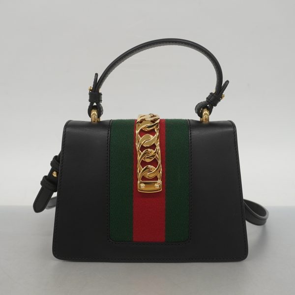 justbag11 Gucci 2WAY Bag Sherry Sylvie Leather Black Gold Hardware