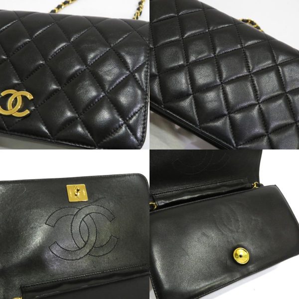 justbag11 Chanel Lambskin Single Chain Shoulder Pouch AB Rank Matelasse Black