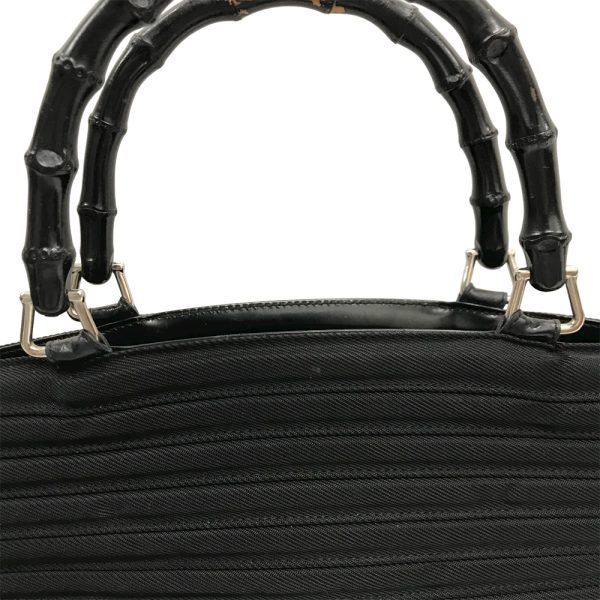 justbag11 Gucci Bamboo Shoulder Bag Diagonal Black Canvas Enamel Detachable Strap