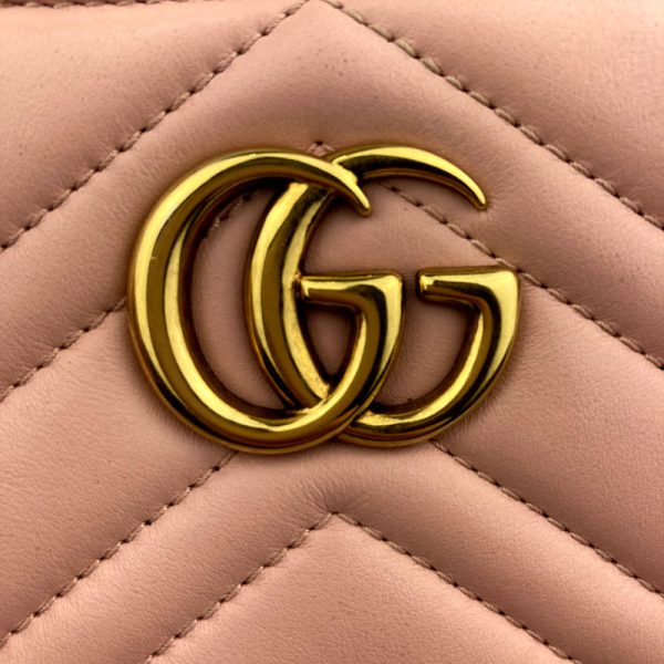 justbag11 Gucci GG Marmont Shoulder Bag Calfskin Pink Gold Hardware Shoulder Bag