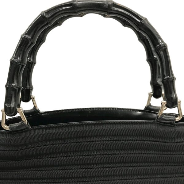 justbag12 Gucci Bamboo Shoulder Bag Diagonal Black Canvas Enamel Detachable Strap