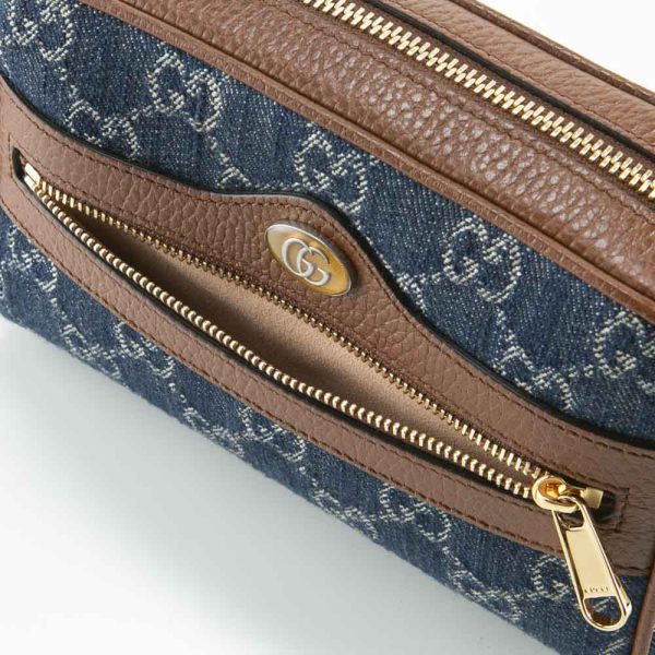 justbag12 Gucci GG Jacquard Denim Mini Shoulder Bag OPHIDIA Navy