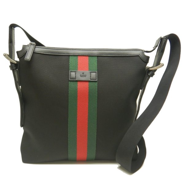 justbag13 Gucci Shoulder Bag Crossbody Sherry Line Canvas Leather Black