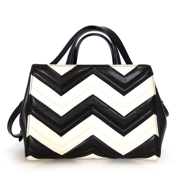 justbag2 Gucci GG Marmont 2WAY Handbag Shoulder Bag White Black