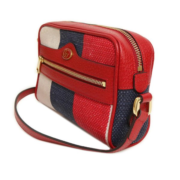 justbag4 Gucci Sylvie Baia Della Stripe Ophidia Canvas Calfskin Leather Tricolor Red