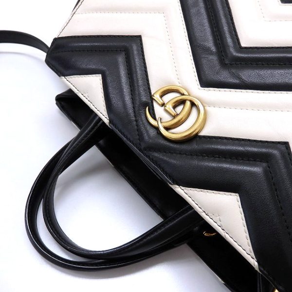 justbag4 Gucci GG Marmont 2WAY Handbag Shoulder Bag White Black