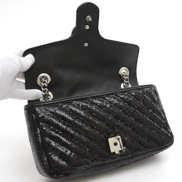 justbag4 Gucci GG Marmont Small Sequin Shoulder Bag Black