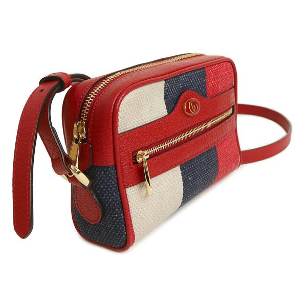 justbag5 Gucci Sylvie Baia Della Stripe Ophidia Canvas Calfskin Leather Tricolor Red