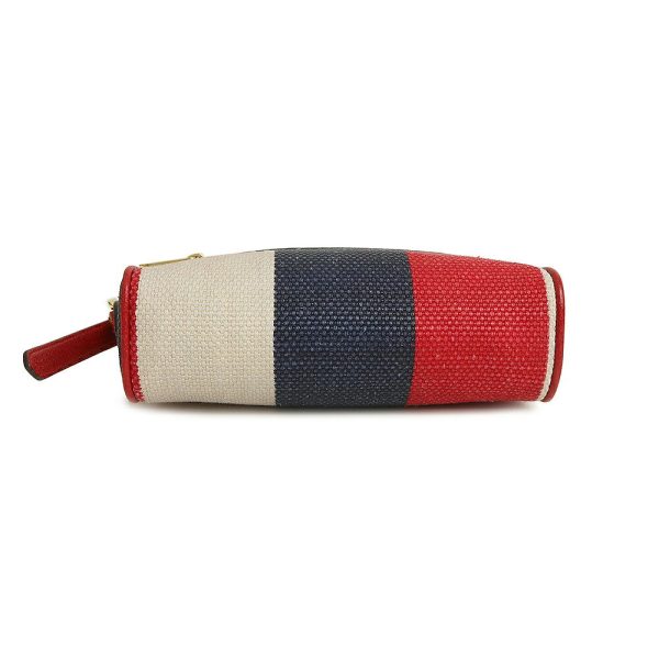 justbag7 Gucci Sylvie Baia Della Stripe Ophidia Canvas Calfskin Leather Tricolor Red