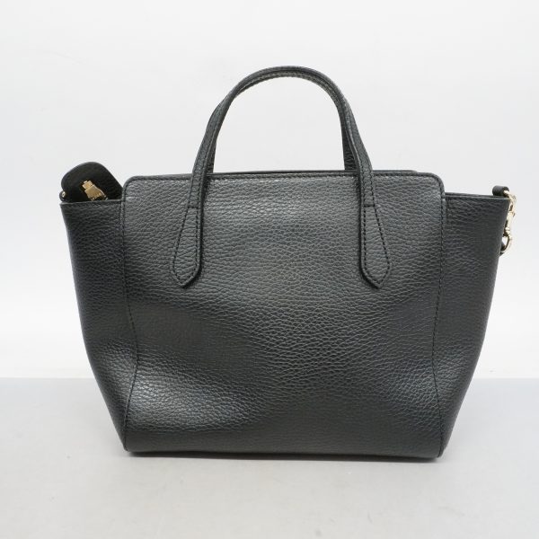 justbag7 Gucci 2way Bag Leather Black Gold Metal Fittings