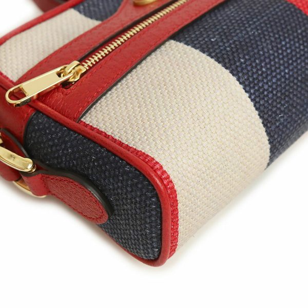 justbag9 Gucci Sylvie Baia Della Stripe Ophidia Canvas Calfskin Leather Tricolor Red