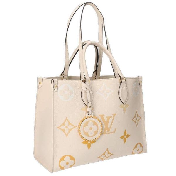 1 Louis Vuitton On The Go MM Monogram Implant Crème Saffron Tote Bag