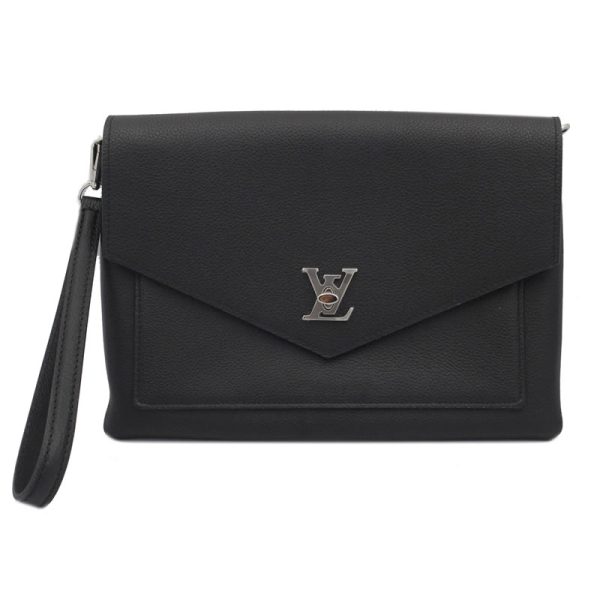 1 Louis Vuitton My Lock Me Leather Shoulder Bag Black Silver