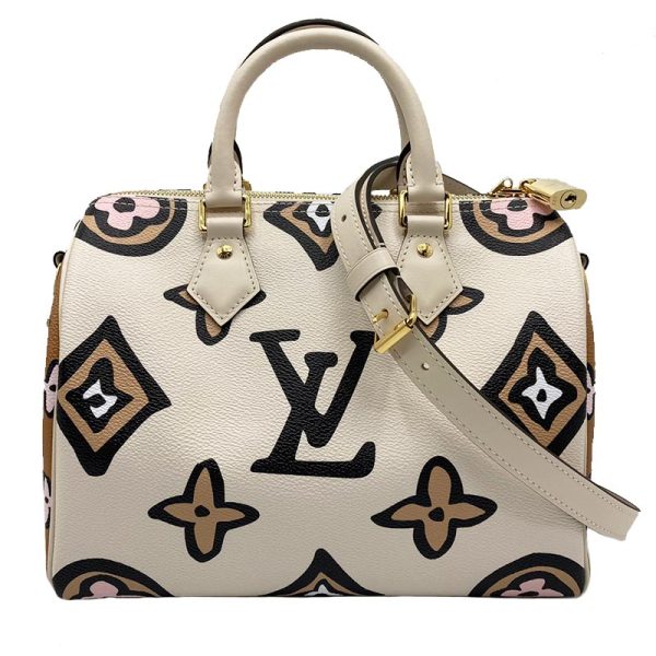 1 Louis Vuitton Speedy Bandouliere 25 Shoulder Bag Monogram Wild At Heart White