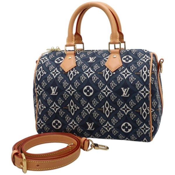 1 Louis Vuitton 2 Way Handbag Monogram Jacquard Speedy Bandouliere Blue