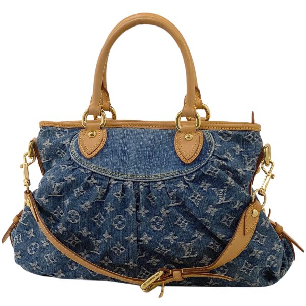 1 Louis Vuitton Neocavy MM Shoulder Bag 2 WAY Handbag Monogram Denim Blue