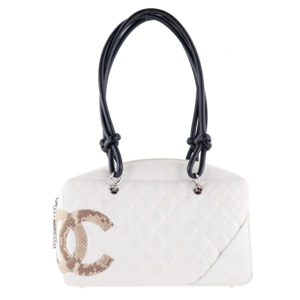 1 Chanel Cambon Line Bowling Bag Shoulder Bag Lambskin White