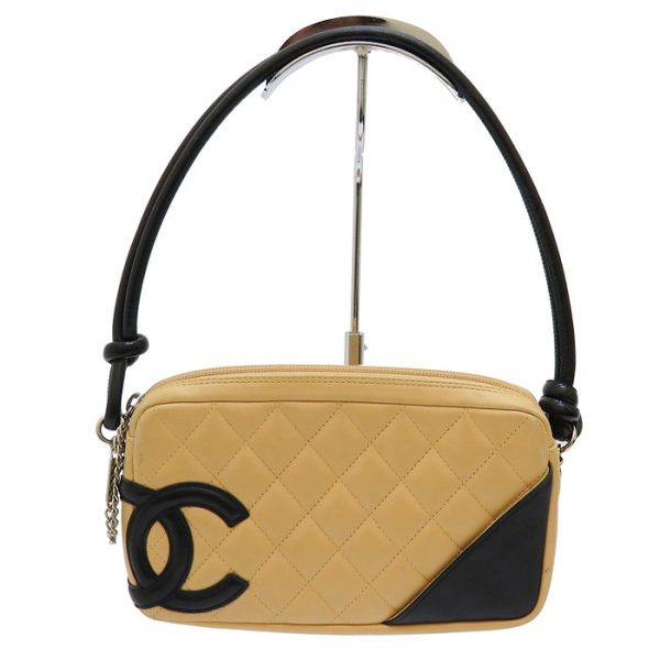 1 Chanel Cambon Accessory Pouch Cocomark Handbag Beige Black