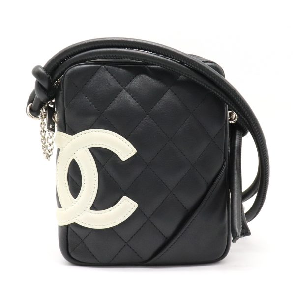 1 Chanel Cambon Line Cocomark Medium Pochette Shoulder Bag Crossbody Black White Pink