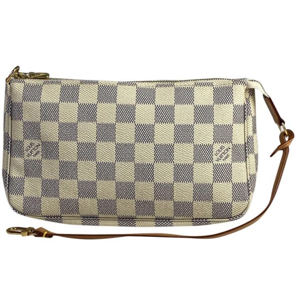 1 Louis Vuitton Pochette Accessoire Makeup Makeup Bag in Bag Accessory Pouch Damier Azur White