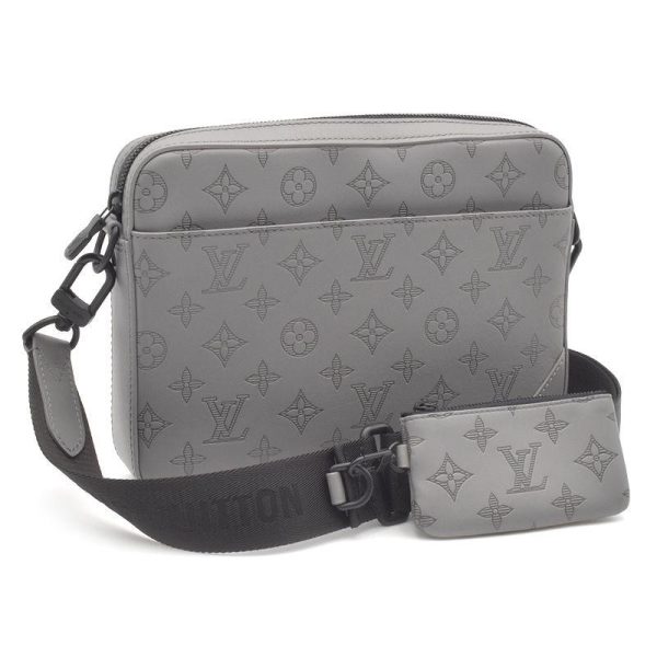 1 Louis Vuitton Duo Messenger Monogram Shadow Messenger Bag Shoulder Bag Gray