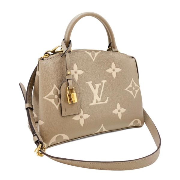 1 Louis Vuitton Petit Palais PM Handbag Shoulder Bag Monogram Implant Leather Tourtrell Creme Beige