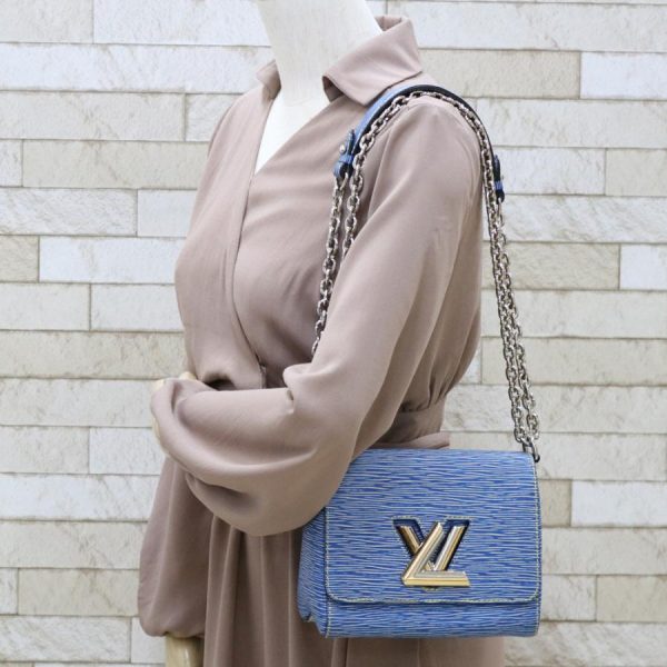 2 Louis Vuitton Shoulder Bag Epi Denim Twist PM Epi Leather Blue Denim