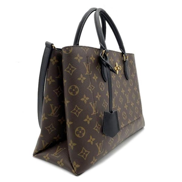 2 Louis Vuitton Flower Tote MM 2 Way Shoulder Bag Monogram Noir