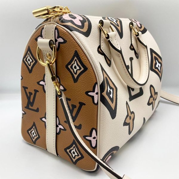 2 Louis Vuitton Speedy Bandouliere 25 Shoulder Bag Monogram Wild At Heart White