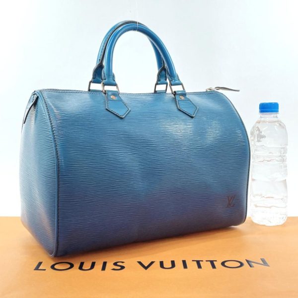 2 Louis Vuitton Handbag Mini Boston Bag Speedy 30 Epi Leather Blue