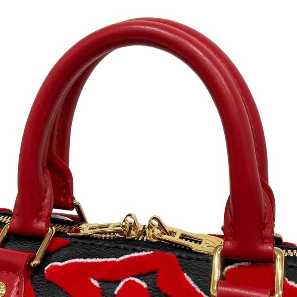 3 Louis Vuitton Speedy Bandouliere Hand Bag Monogram Urs Fischer Collaboration Red X Black