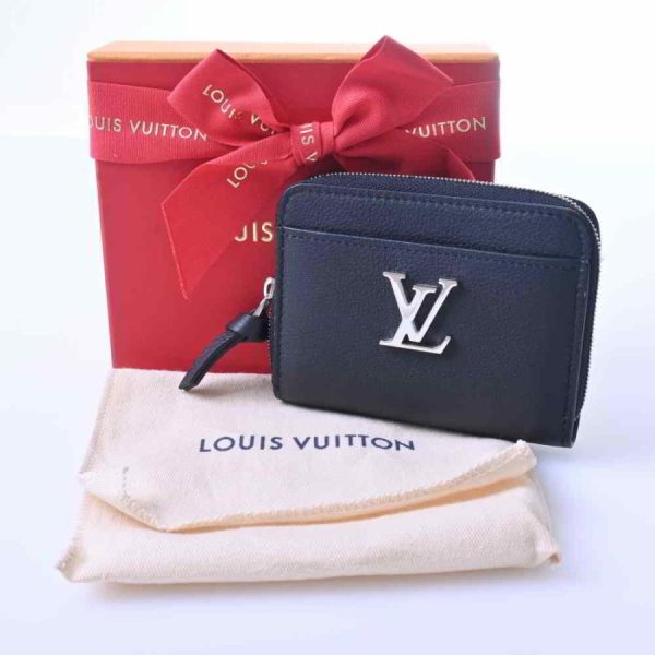 3 Louis Vuitton Lock Me Zippy Coin Purse Round Zipper Coin Case Black Leather