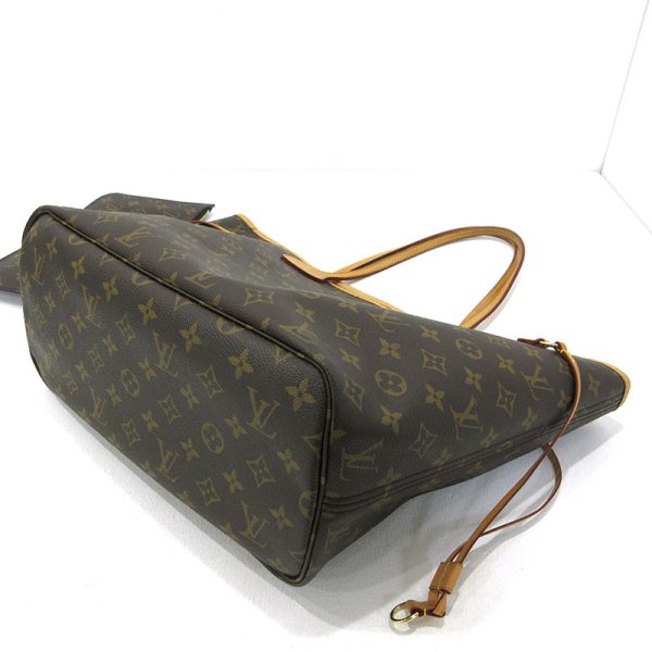 3 Louis Vuitton Monogram Neverfull MM Tote Bag with Shoulder Pouch Brown