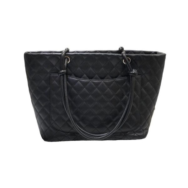 3 Chanel Cambon Line Tote Bag Large Lambskin Black