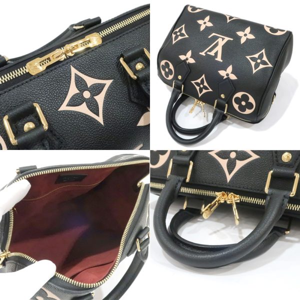 3 Louis Vuitton Monogram Implant Speedy Bandouliere Handbag Mini Boston Bag Black Beige