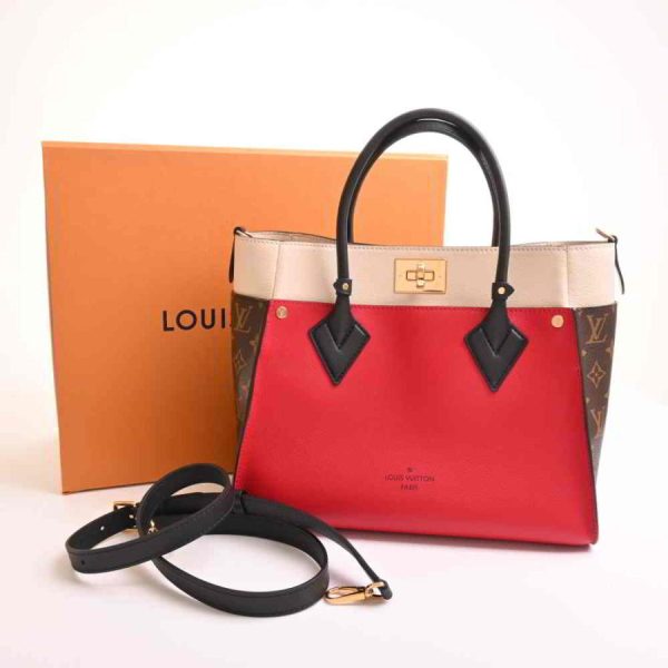 3 Louis Vuitton Taurillon On My Side 2 Way Tote Bag White Red Brown Leather