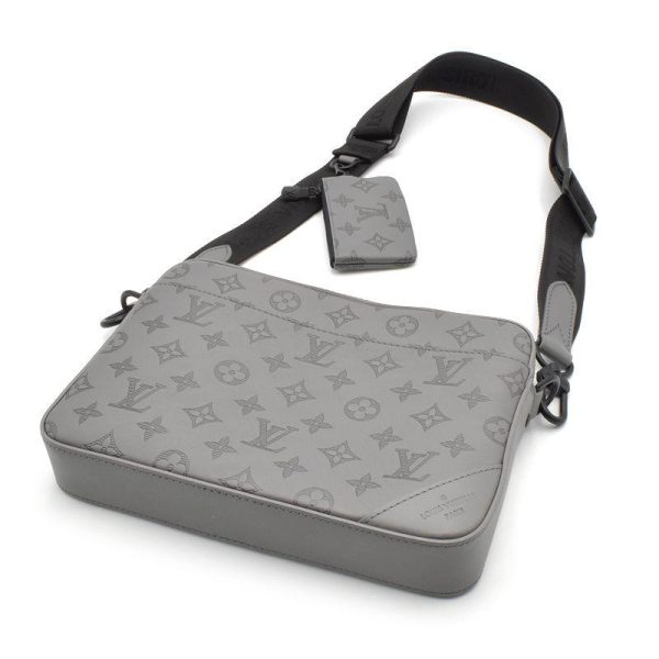 4 Louis Vuitton Duo Messenger Monogram Shadow Messenger Bag Shoulder Bag Gray