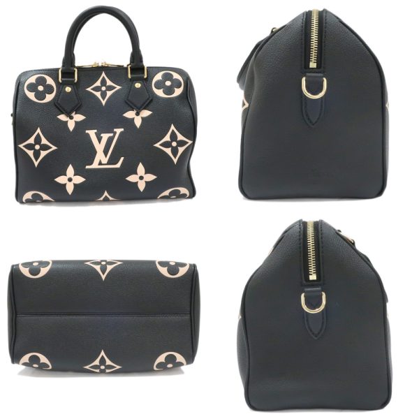 5 Louis Vuitton Monogram Implant Speedy Bandouliere Handbag Mini Boston Bag Black Beige