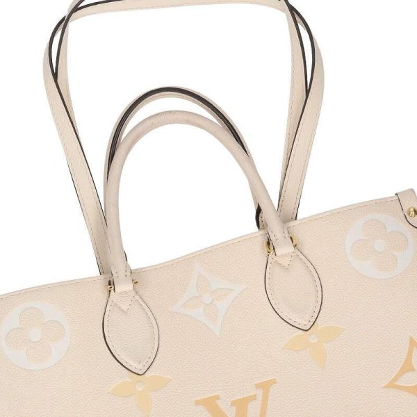 6 Louis Vuitton On The Go MM Monogram Implant Crème Saffron Tote Bag