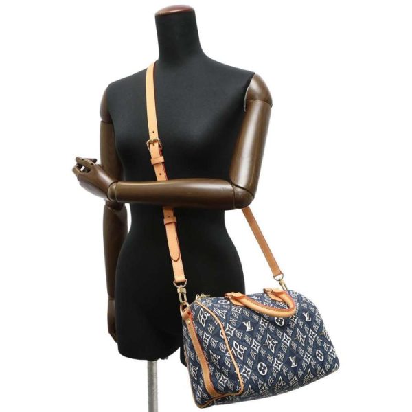 6 Louis Vuitton 2 Way Handbag Monogram Jacquard Speedy Bandouliere Blue