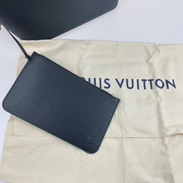 6 Louis Vuitton Neverfull MM Epi Noir Tote Bag With Pouch