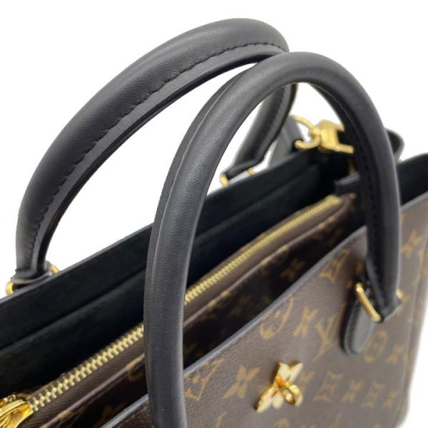 7 Louis Vuitton Flower Tote MM 2 Way Shoulder Bag Monogram Noir