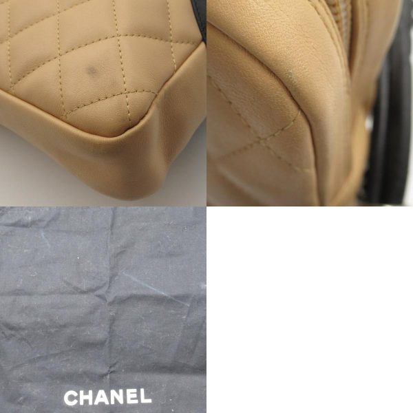 7 Chanel Cambon Line Shoulder Bag Leather Beige Black