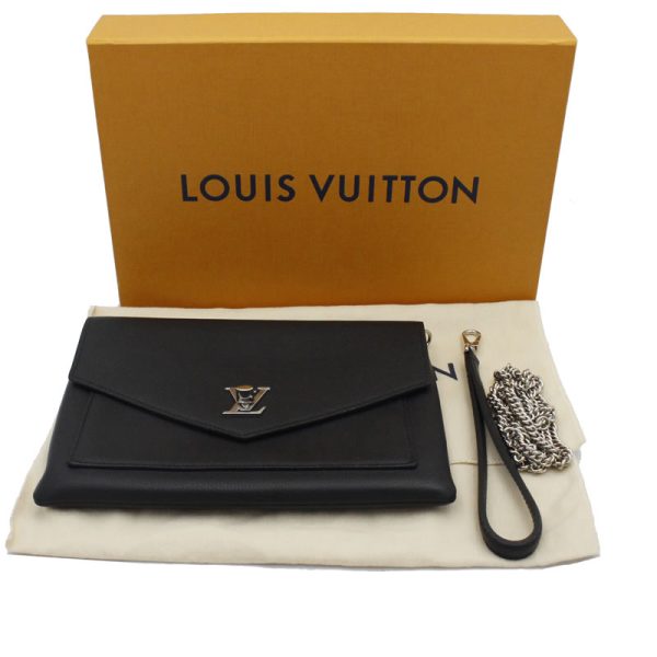 8 Louis Vuitton My Lock Me Leather Shoulder Bag Black Silver