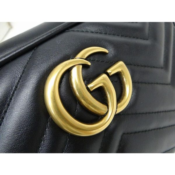 8 Gucci GG Marmont Quilted Small Shoulder Bag Black x Gold