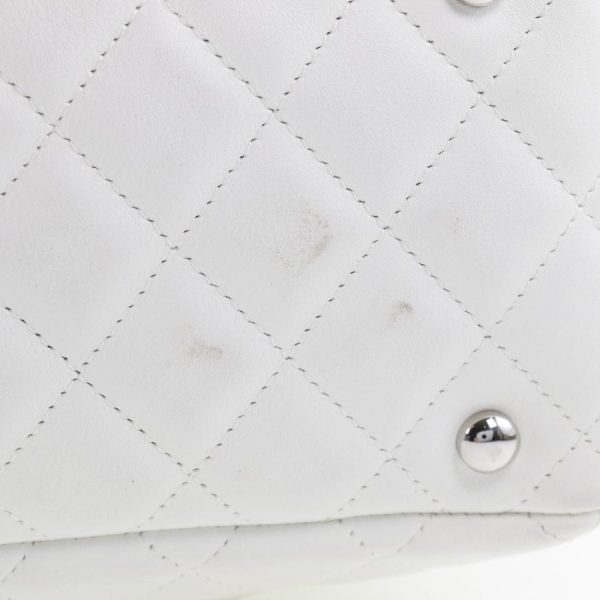 9 Chanel Cambon Line Bowling Bag Shoulder Bag Lambskin White